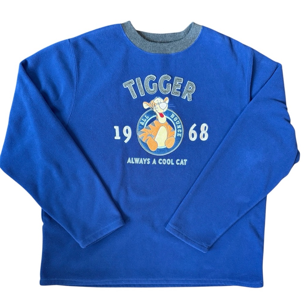 Disney Winnie the Pooh Tigger Pullover‎ Fleece Sweatshirt Vintage Cool Cat Sz M